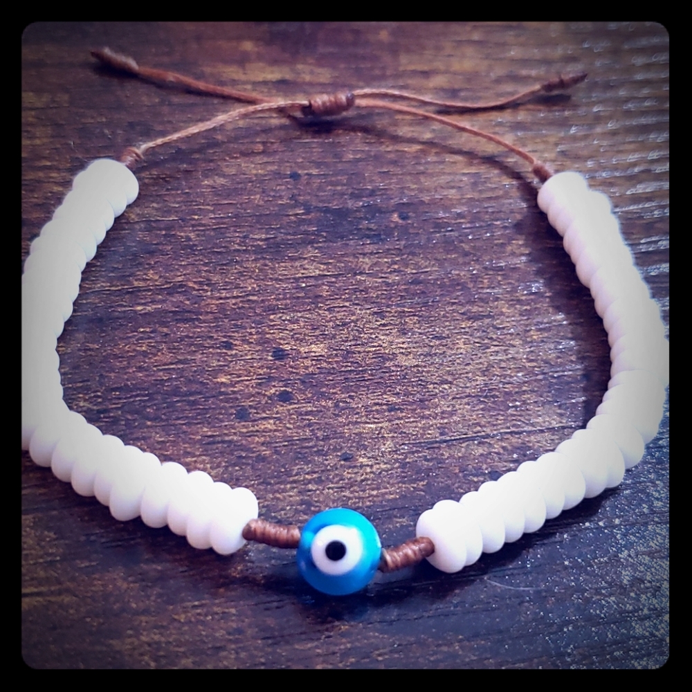Blue and white beaded bracelet, boho, bracelet
